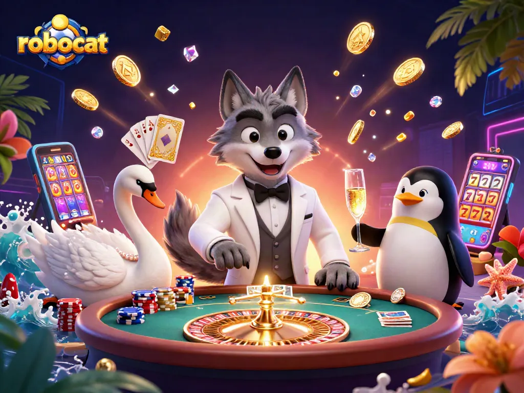 Experience excitement at RoboCat Casino with lively characters and sparkling games.