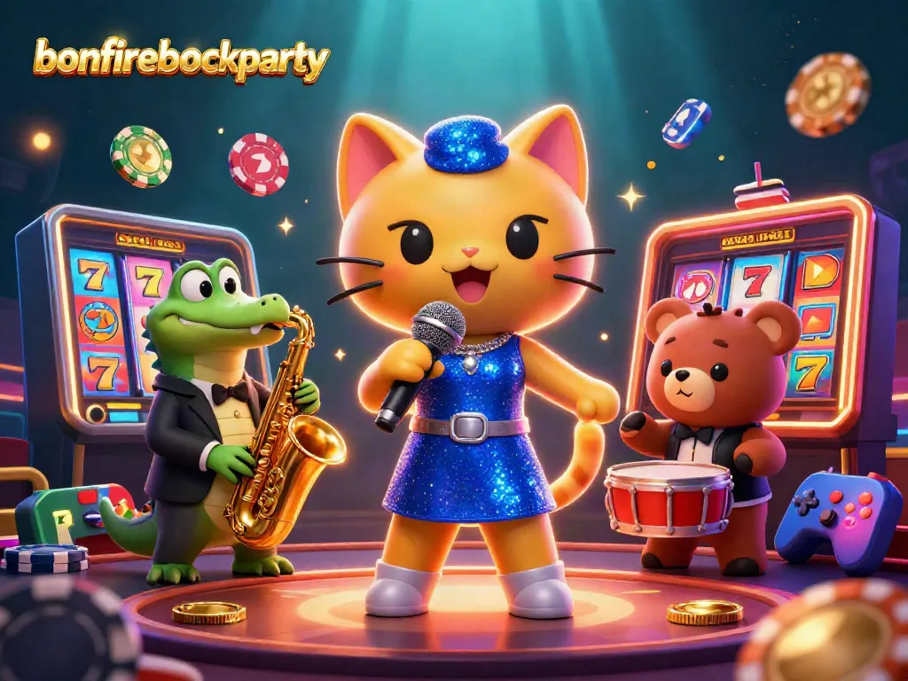 Engage in winning strategies at the bonfireblockparty with vibrant casino-themed cartoon characters.