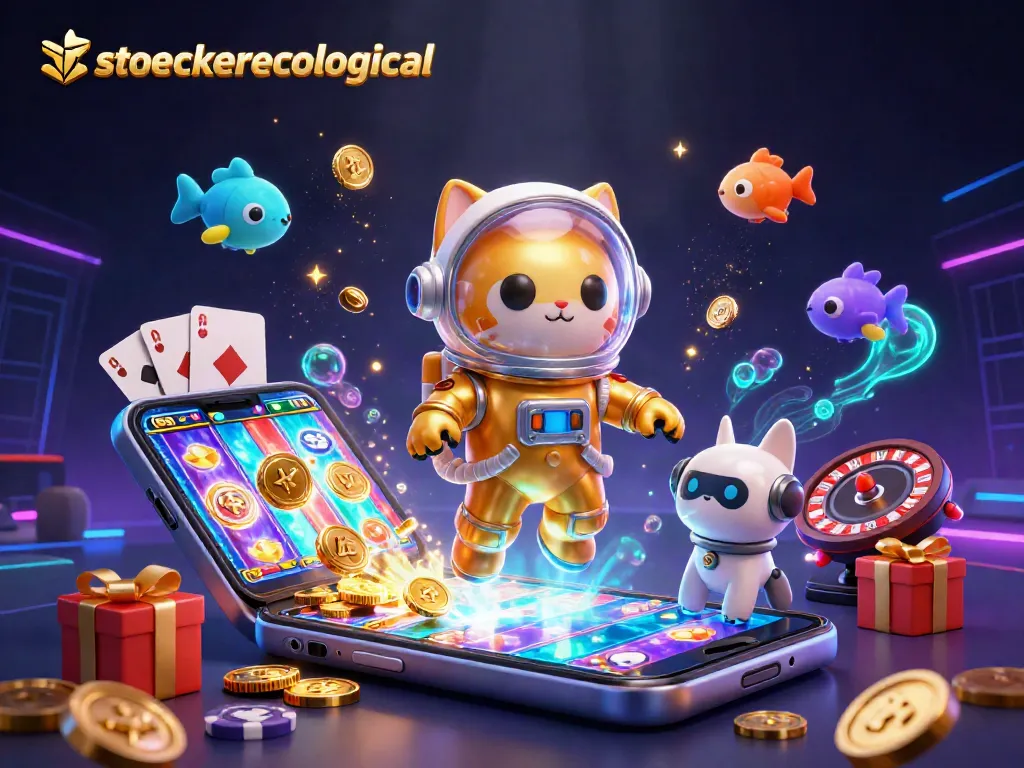 Experience gaming excitement with stoeckerecological's vibrant space-themed casino illustration.